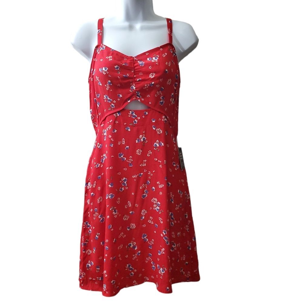 Express Womens red white blue Floral Sleeveless spring Summer Dress NWT